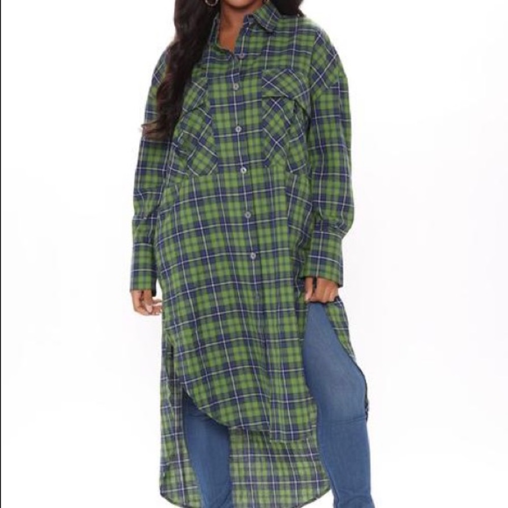 Fashion Nova Oversized Plaid Top NWOT